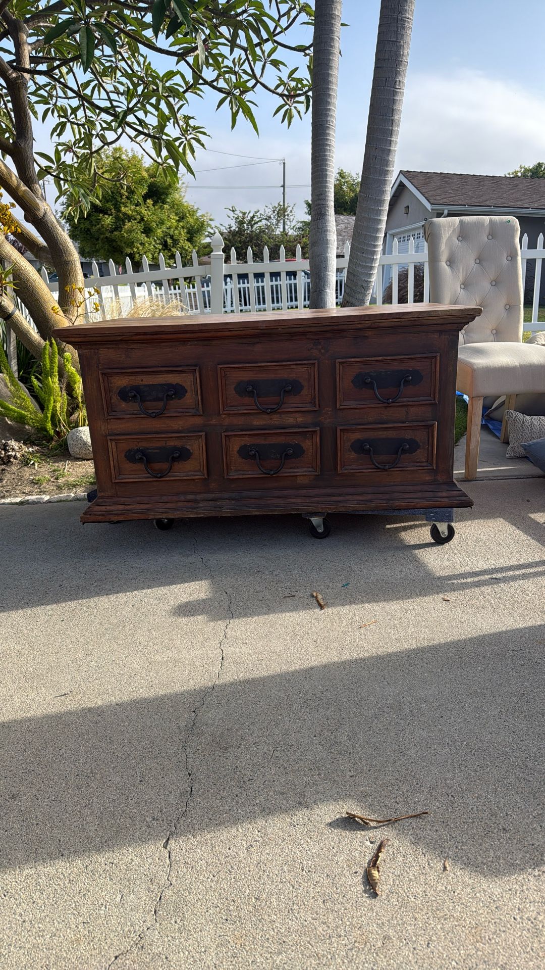 Wood Coffee Table W Six Storage Drawers