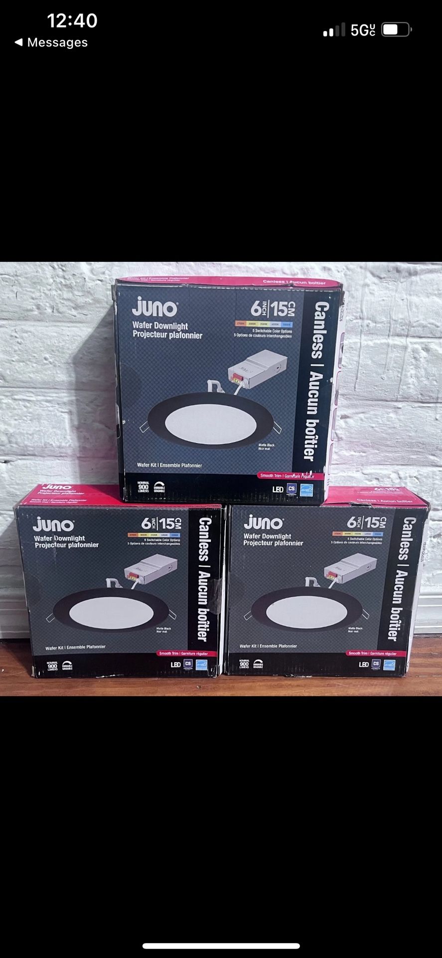 3-Pack Juno Contractor Select WF6 SWW5 6"Selectable CCT Recessed Light in Black