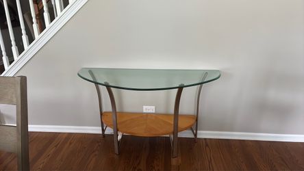 Glass Top Demilune Console Table