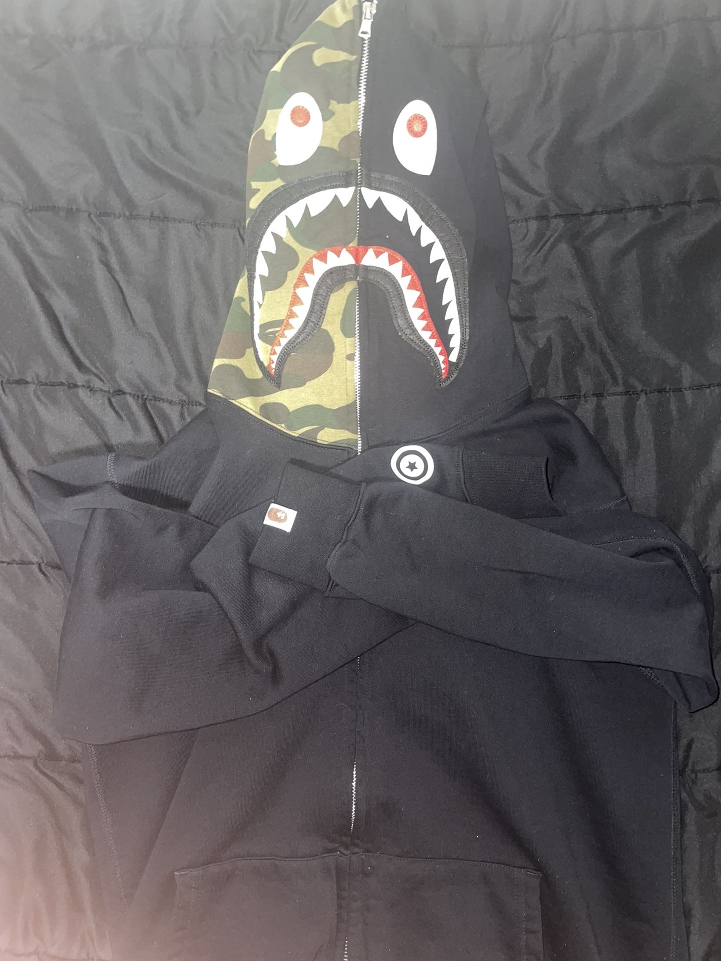 BAPE Shark Full Zip Hoodie Camo Hood