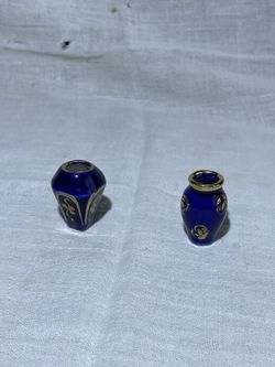 Limoges Cobalt Miniature Vases