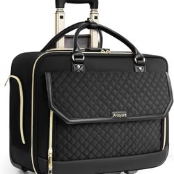 Arcoyard Rolling Laptop Bag Women Rolling Briefcase 17.3” Computer Bag TSA Friendly Design, Black