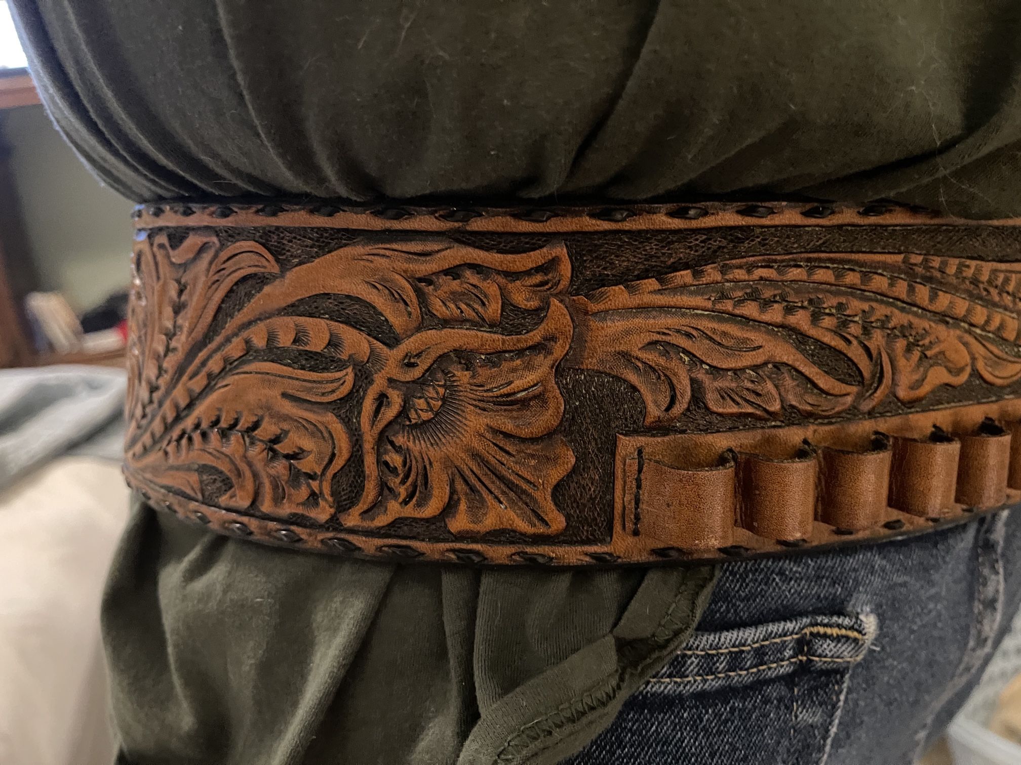 Unused Handmade Tooled Gun HolsterAnd Belt
