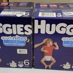 Nighttime Baby Diapers Size 6, 42 Ct, Huggies Overnites( lot of 2)