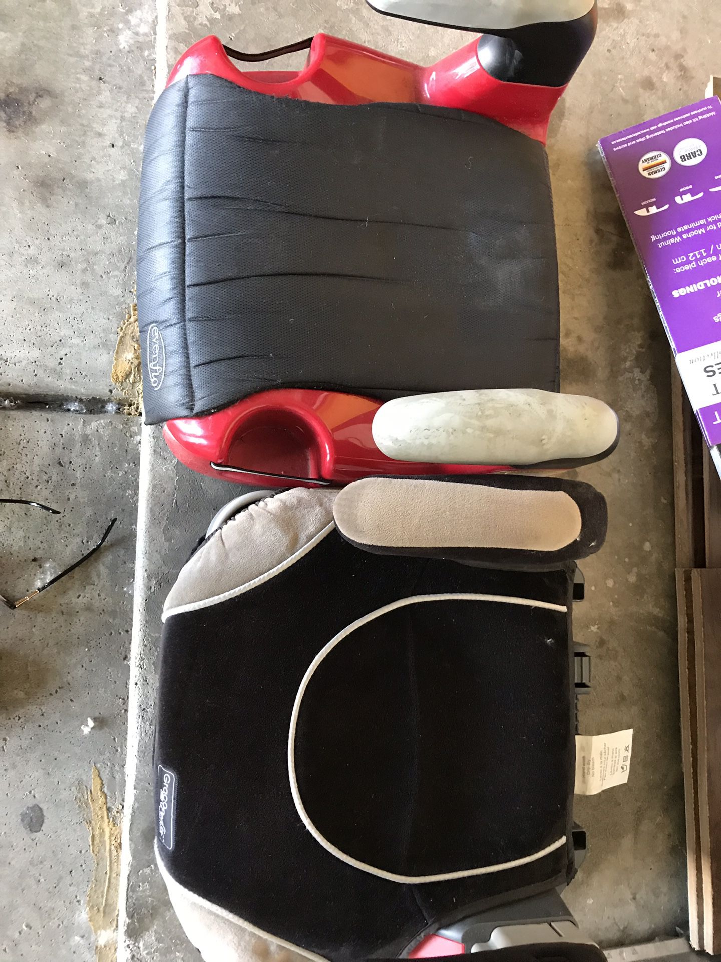 Two car booster seats for toddlers