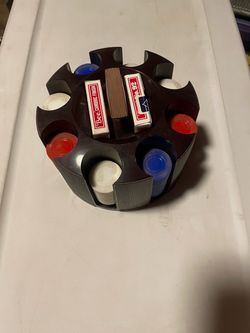 Vintage Rotating Poker Chip Caddy with Cards