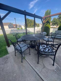 Cast Classics Landgrave Mangrove Cast Aluminum Patio Dining Set, 6 Chairs