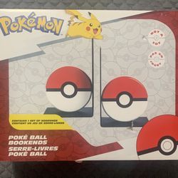 Pokemon Poke Ball Book Ends Set High Quality Wood & Metal Official Licensed NIB