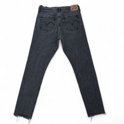 Levis wonens 501 black wash denim raw hem jeans 