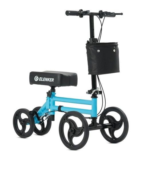 ELENKER Steerable Knee Scooter for Foot Injuries Ankles Surgery, Blue