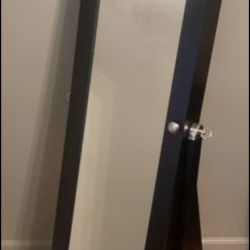 Full size standing Jewelry armoire/mirror - Black Wood 