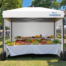 Brand new in box 8X8 Pop Up Canopy Tent with 3 Sidewalls,Easy Up Canopy,Commercial Instant Shelter,Heavy Duty One Person Set Up Event Tent,White
