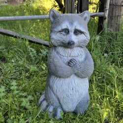Vintage Cement Racoon Statue Yard Art