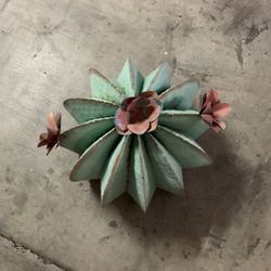 Barrel, cactus yard art