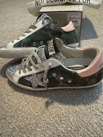 Golden Goose Super Star Camouflage Glitter with Pink Heel - Size 38