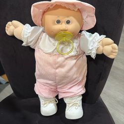 Cute Cabbage Patch, Baby Girl Brown Eyes With Pacifier . 