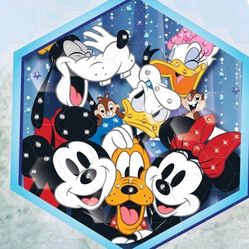Disney Mickey & Friends Window Art Mosaic Reusable Hexagon Clings 66 Piece Kit
