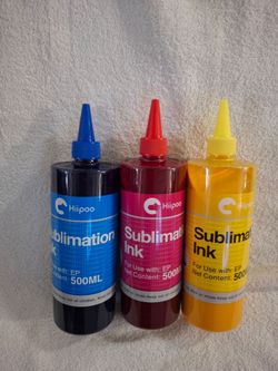 3 500ml bottles of Dye Sublimation Ink Hippo brand