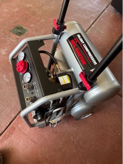 Husky 4.5 Gal. 175 PSI Portable Electric Oil-Free Quiet Twin Stack Jobsite Air Compressor w/Rubber Wheels and 2-Quick Couplers