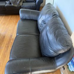 Black Leather Couch & Love Seat