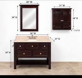 Bathroom Vanity 36" Espresso complete set