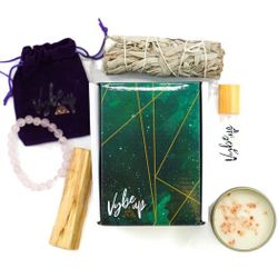 Spiritual Kit, Rose Quartz Bracelet, Candle, Oil Roller, Sage, Palo Santo