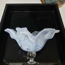 Vintage Murano art glass pedestal bowl w/ crystal ball stem