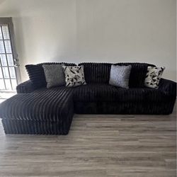 L SHAPE Corduroy Sectional 😍😍🖤🖤🖤 Seccional De Corduroy