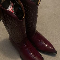 Men’s Size 10 1/2 Burgundy Ostrich Boots 