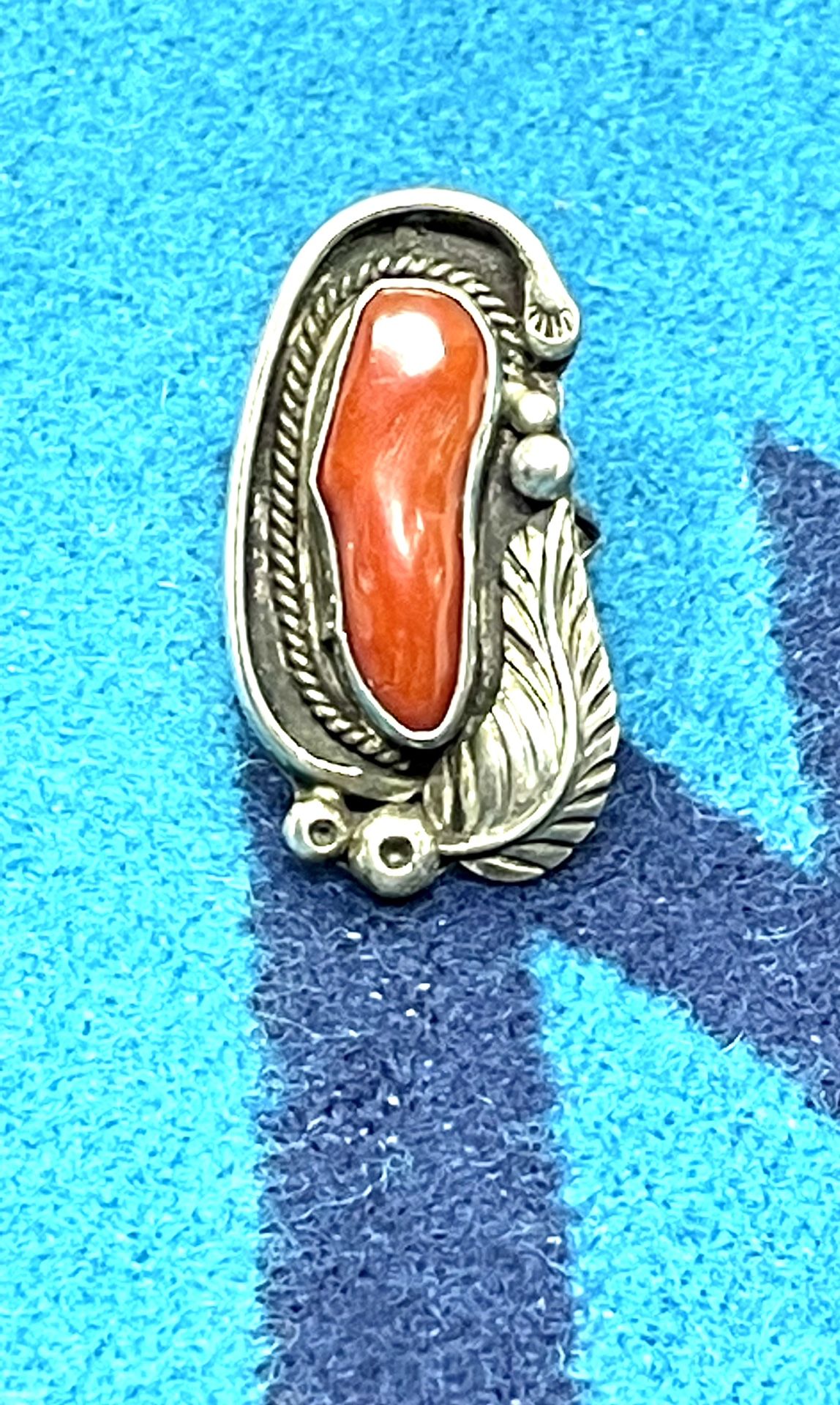 Estate Navajo D &J Clark Coral Ring