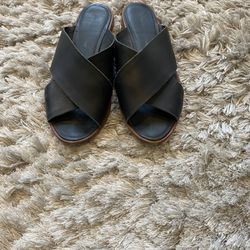 Loeffler Randall Women's Corinne Leather Peep Toe Sandals, Black, Size 7.5 D.Condition is "Pre-owned". See pictures ask questions and make an offer!