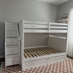 Living Spaces Luca Full Over Full Bunk Bed & Dresser
