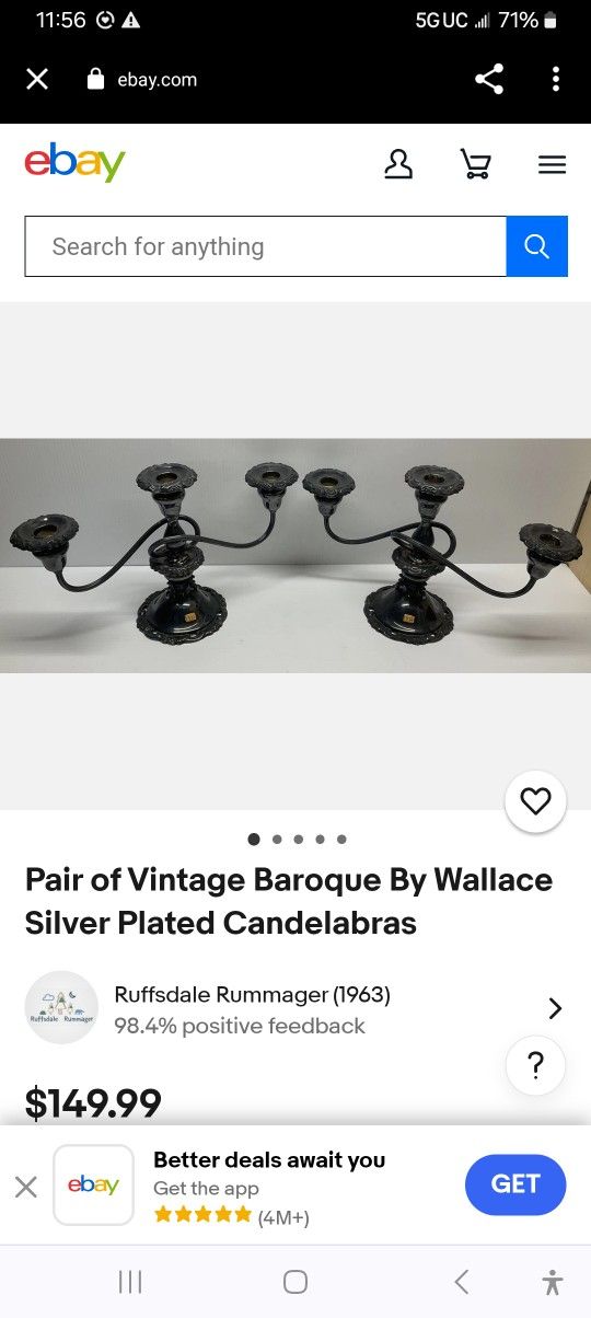 Vintage candlestick holders. $80. Scene on ebay Going For $150.