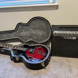 Ibanez Electric Hollow Body Guitar + Amp, Case 