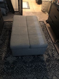 Large Gray Upholstered Storage Ottoman