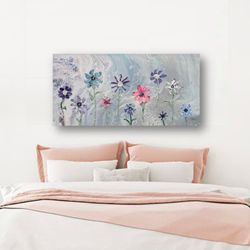 mixed media floral wall art | abstract flowers collage on canvas | home & room decor | relate viii