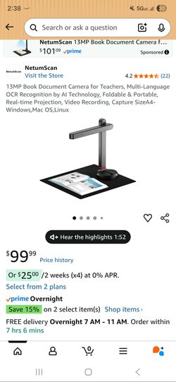 13 PM book document camera, new