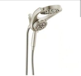 Delta HydroRain Two-in-One 4-Spray Patterns 6 in. Wall Mount Dual Shower Heads with MagnaTite in SpotShield Brushed Nickel