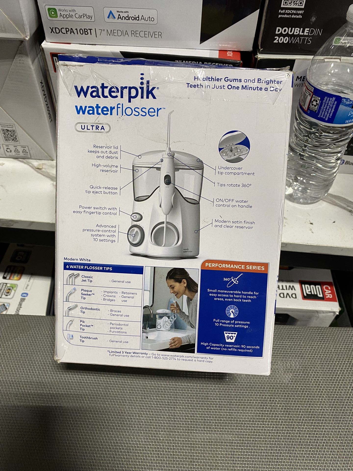 Ultra Water Flosser with 10 Settings, 6 Tips, ADA Accepted, White