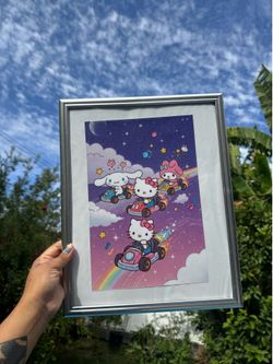 Hello Kitty Mario Kart Canvas Poster 8in x 11.5in