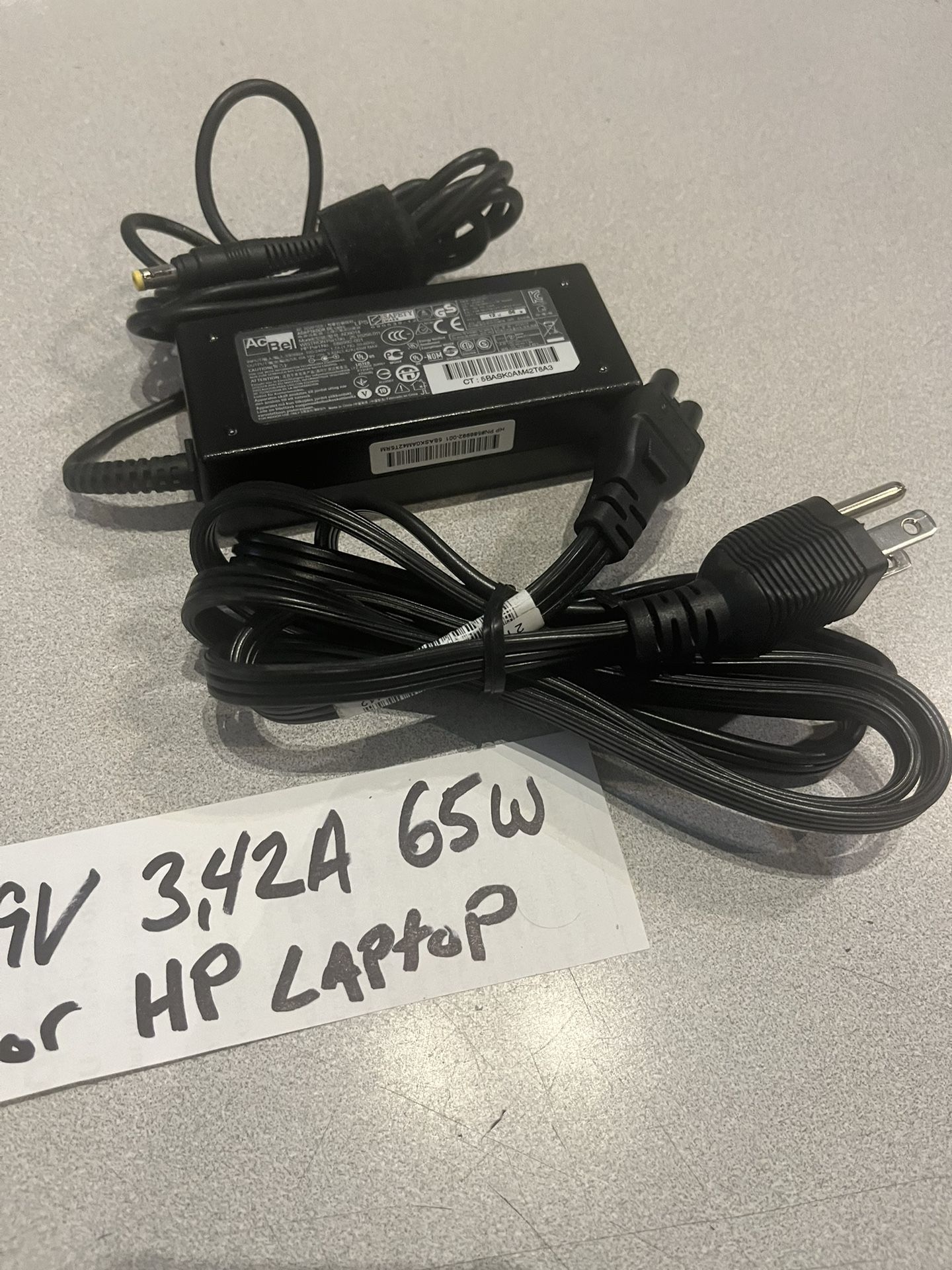 19V 3.42A 65W AC Adapter laptop Charger AcBel For HP and others Yellow tip