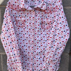 Ariat Womens Fitted Shirt Long Sleeve Pearl Snap Cowboy Rodeo Cactus Size XL