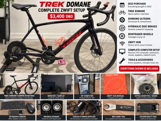 Trek Domane Carbon Road Bike + Complete Zwift Smart Trainer Setup – 56cm