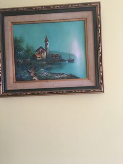 Oil Painting of A Cottage by the Bay