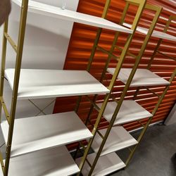Tall White Bookshelves With Gold Color Legs