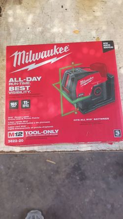 Milwaukee cross line laser & plumb points.tool only