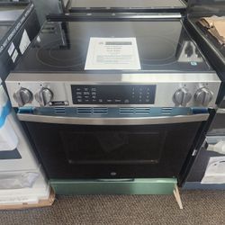 30 in. 5 Burner Element Smart Slide-In Electric Convection Range in Stainless W/ EasyWash Oven Tray & No-Preheat Air Fry