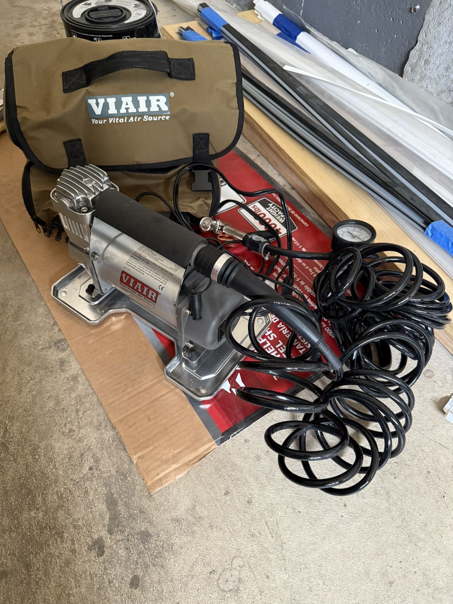 Tire Inflator, Recovery Snatch Strap, Tire Repair Kit