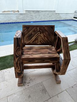 Handmade Burnt Wood Patio Chair