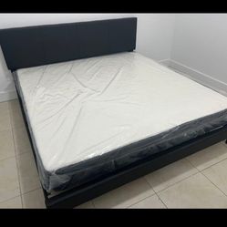 New KING SIZE BED FRAME WITH MATTRESS NEW BEDROOM FURNITURE QUEEN BED 
